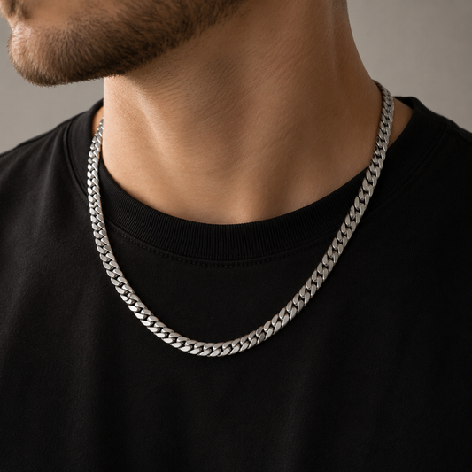 Cubaanse Schakel Ketting – staalkleur  (60 x 0,5 cm)