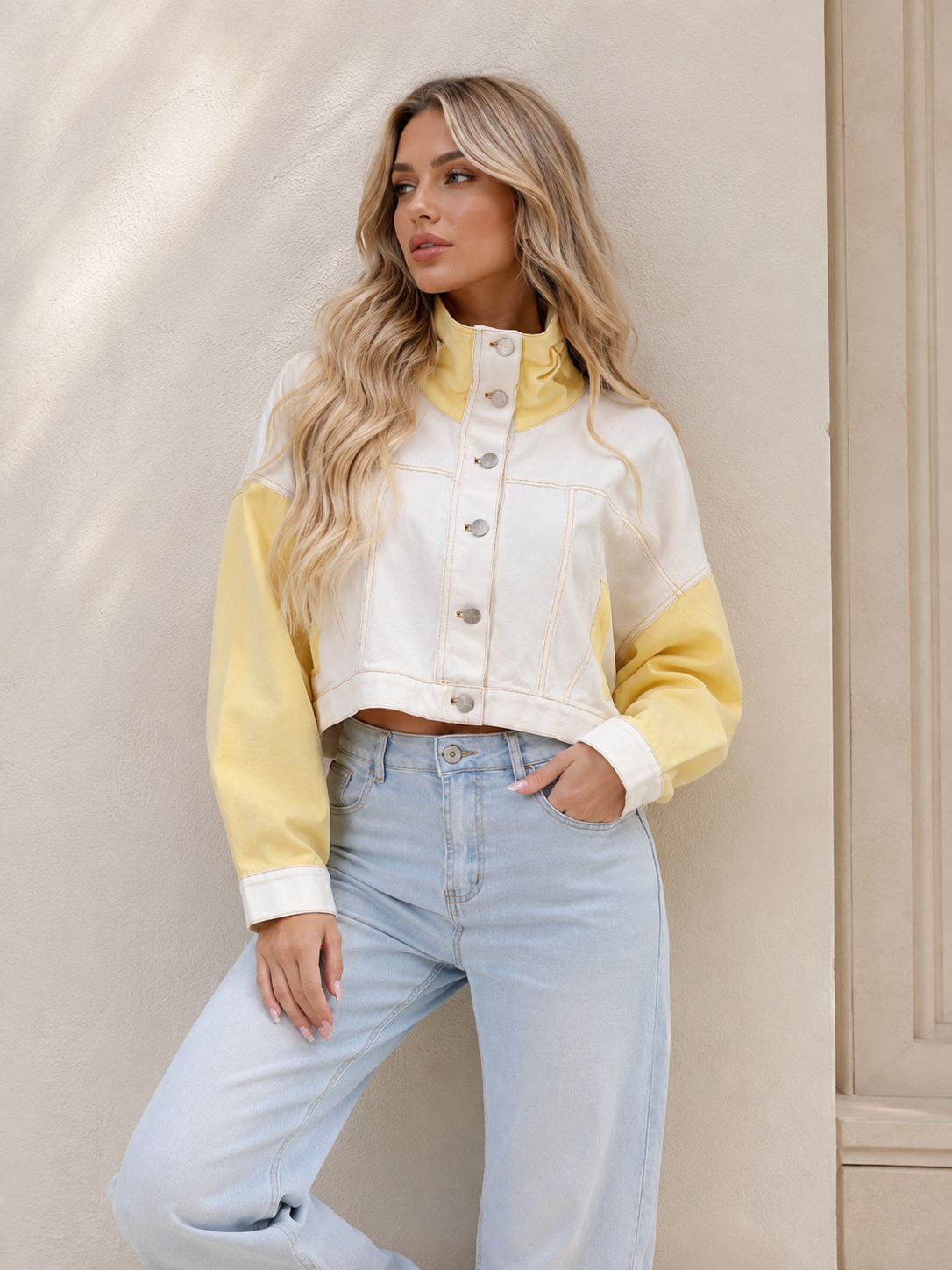 Denim jacket 2-color yellow