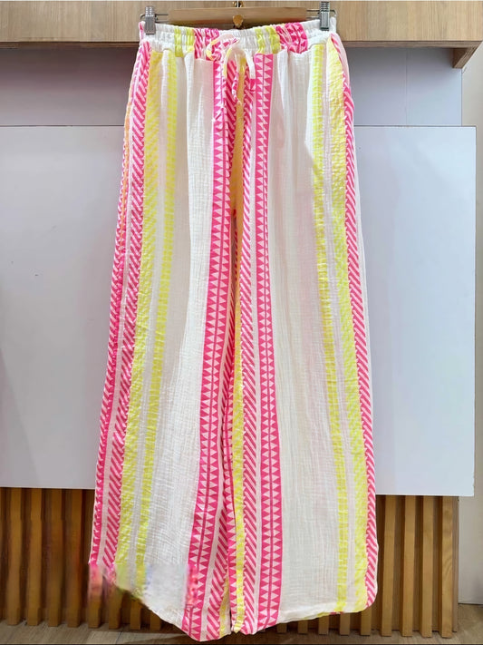 Zigzag katoenen broek neon