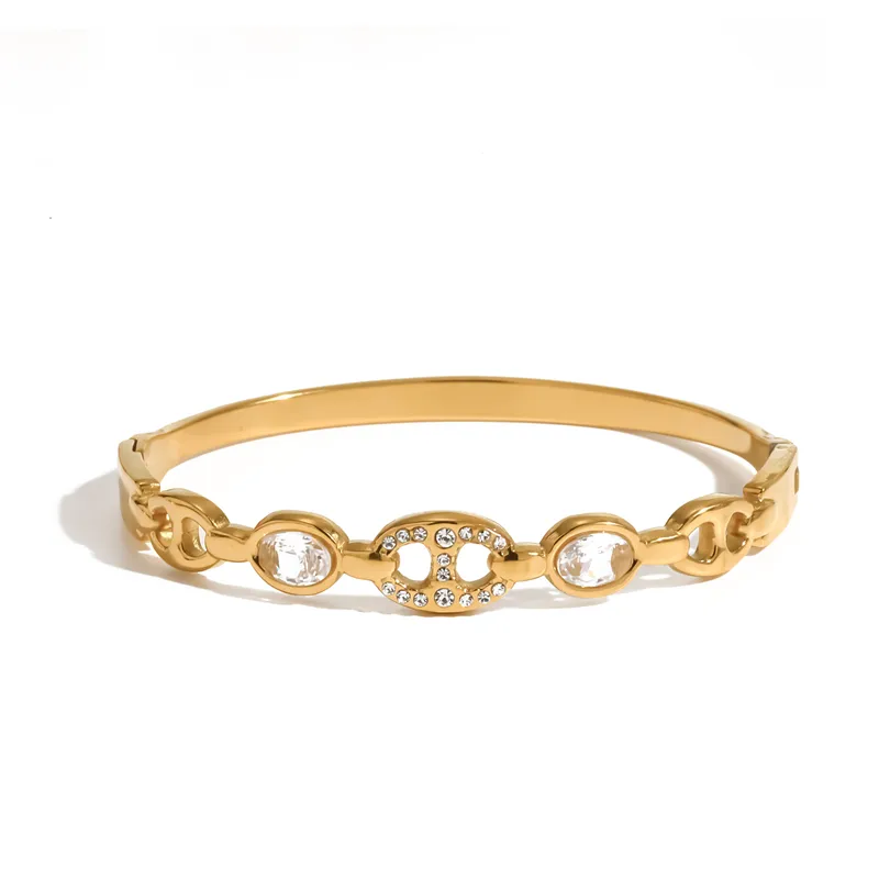 Luxe Schakel Armband met Kristallen – Roestvrij Staal