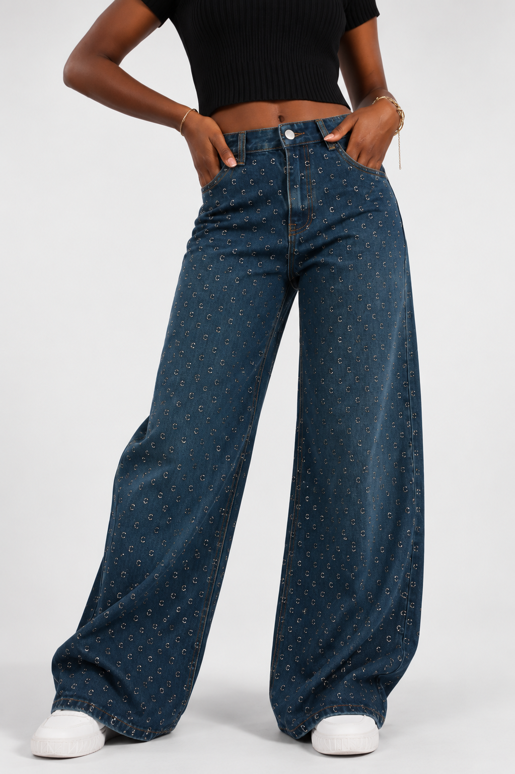 Lucie C-Strass Jeans – Wide Fit Denim met Strass Steentjes