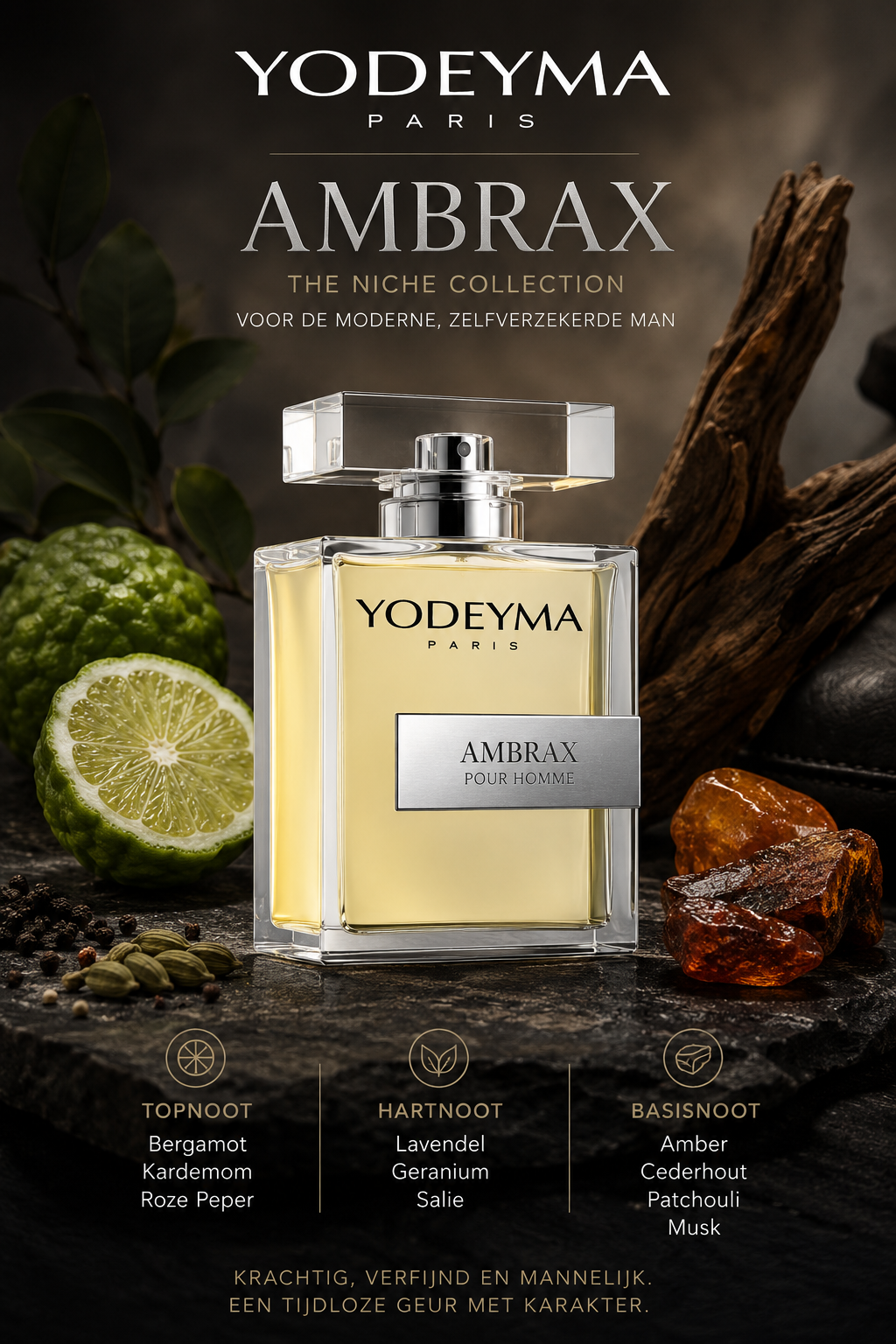Parfum voor Mannen Yodeyma met de geurnoten Ambrax Geïnspireerd op Louis Vuitton